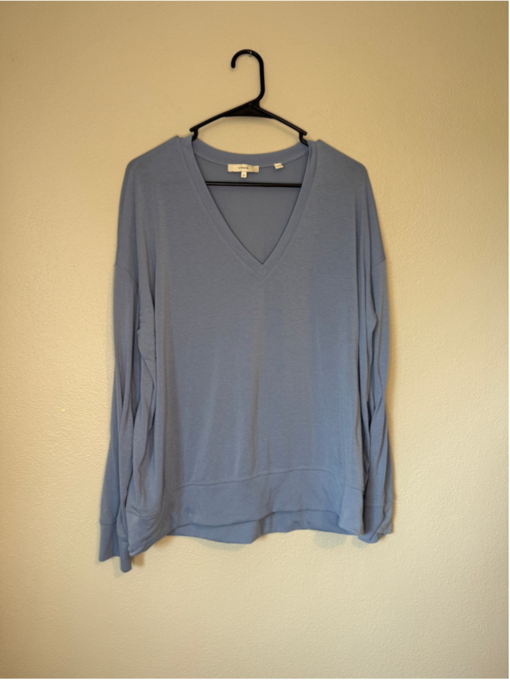 Vince Blue Relaxed V-Neck High Low Long Sleeve Top M